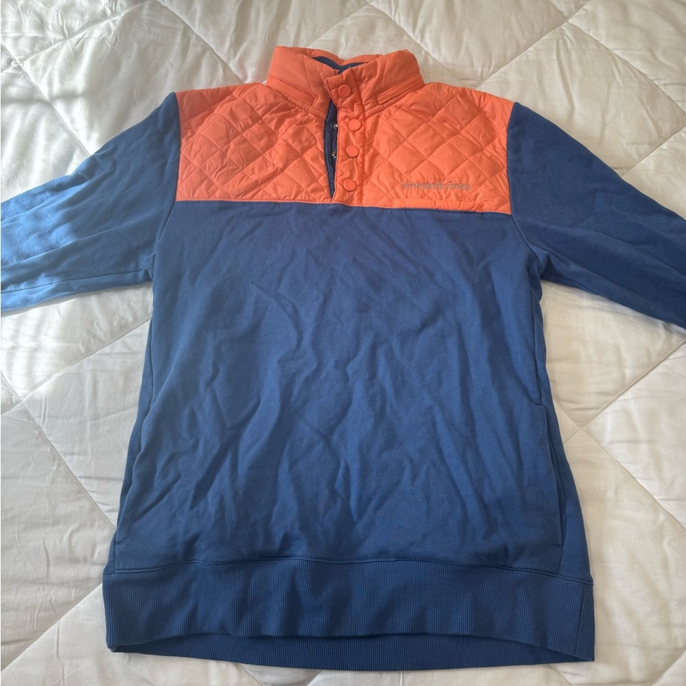 Vineyard Vines Men's Zip Up Sweater in Blue and Orange